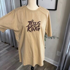 GLO Jesus is King Tan Cotton T-Shirt - Bubble Print!